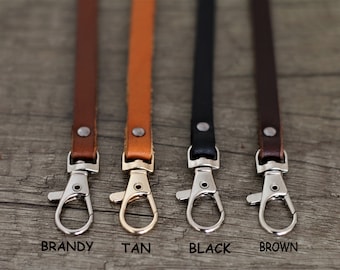 Leather Face Mask Lanyard Strap: Turkish Calf Leather, Silver/Gold Hardware