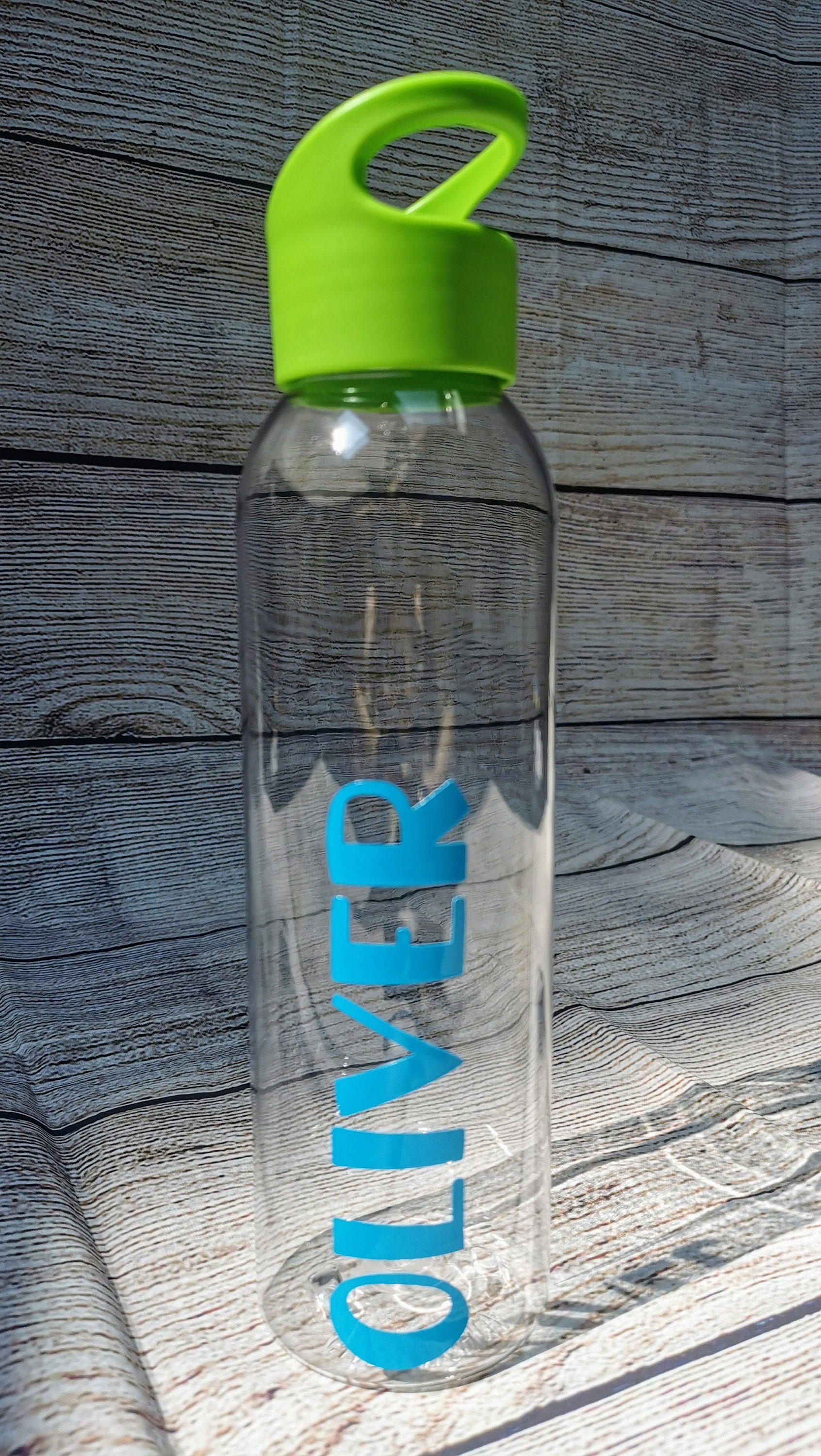 Lime Green Lid Slim Line Personalised Water Bottle with a Etsy