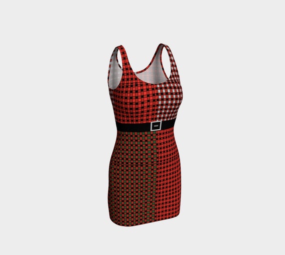 red plaid bodycon dress