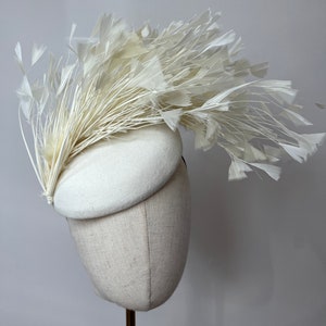 Feather Ivory Cream Felt Fascinator, Statement Fascinator, Wedding Fascinator, Races Fascinator, KittyMay.online