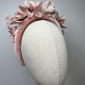 Beautiful Blush Hydrangea Halo Headband Wedding Races KittyMay.online