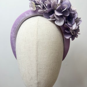 Beautiful Lilac Hydrangea Cluster Headband Wedding Races KittyMay.online