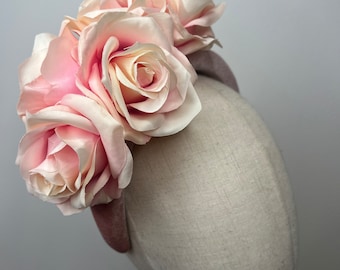 Beautiful Pink Velvet Rose Headband … Wedding Races KittyMay.online