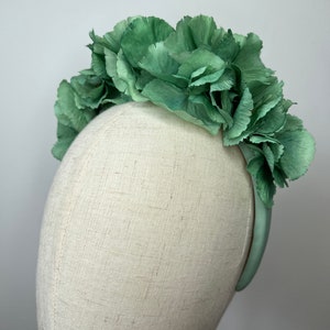 Beautiful Green Hydrangea Halo Headband Wedding Races KittyMay.online