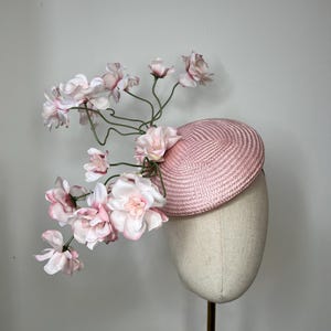 Pink Floral Straw Fascinator, Statement Fascinator, Wedding Fascinator, Races Fascinator, KittyMay.online