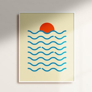 Retro Wall Print, Waves, Vintage Wall Print, Digital Download Print, Wall Decor, Wall, Art, Large Printable Art, Downloadable Prints