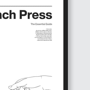 May include: A black and white line drawing illustration of a hand holding a French press coffee maker. The text "French Press" is in large bold letters at the top of the image. The text "The Essential Guide" is below the title. The text "A French press, also known as a cafeti&egrave;re, cafeti&egrave;re &agrave; piston, cafetera statuto, press pot, coffee press, or coffee plunger is a coffee brewing device, although it can also be used for other tasks. In 1932 Ugo Pacini, an Italian, lodged patent documents relating to a tomato juice separator and he developed the idea of making a coffee pot with a press action and a filter." is below the illustration.