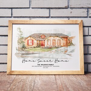Huisportret op maat, stijlvol aquarelschilderij (digitale print) afbeelding 8