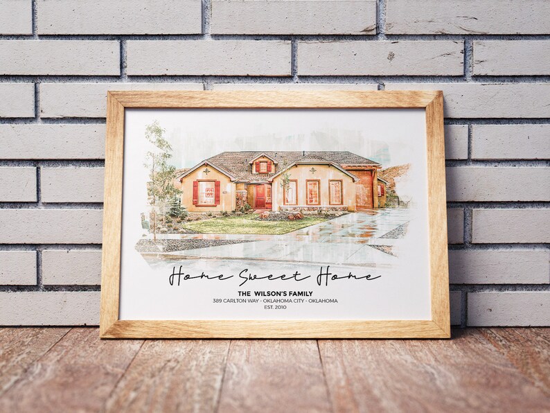 Huisportret op maat, stijlvol aquarelschilderij (digitale print) afbeelding 8