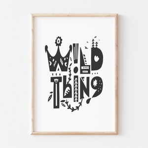 KP08/Wild Thing, Ensemble d’impression noir et blanc, Style scandinave, Art mural pour enfants, Impressions de chambre d’enfant, Décoration de chambre pour enfants