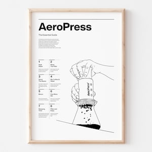 COP14/Aeropress Kaffeebrühen, Geschichte, Zutaten, Herstellungsart, Line Art, Minimalistischer Stil, Geschenk für Kaffeeliebhaber