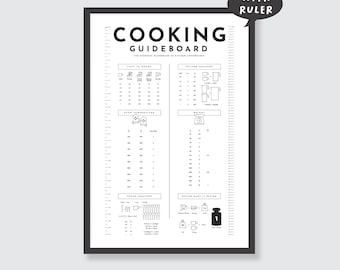 Kitchen Conversion Chart Printable, Cooking Guide with Ruler (Digital Download)