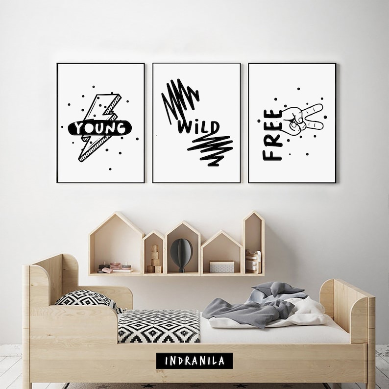 Black and White Nursery Art Monochrome Nursery Prints Boys Etsy