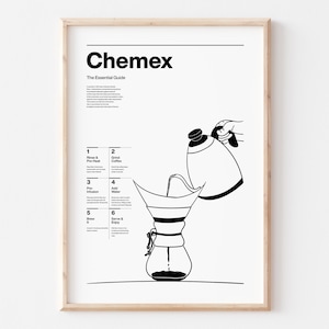 COP16/Chemex Kaffeebrühen, Geschichte, Zutaten, Herstellungsart, Line Art, Minimalistischer Stil, Geschenk für Kaffeeliebhaber