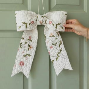 Quilt Bow, Handmade Farmhouse, Wedding/Shower Chair Pew Decor
