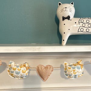 Handmade Fabric Kitty Garland, Cat Lover Decor, Kitty Nursery Banner