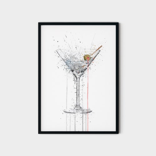 Vodka Martini Cocktail Wall Art Print Etsy