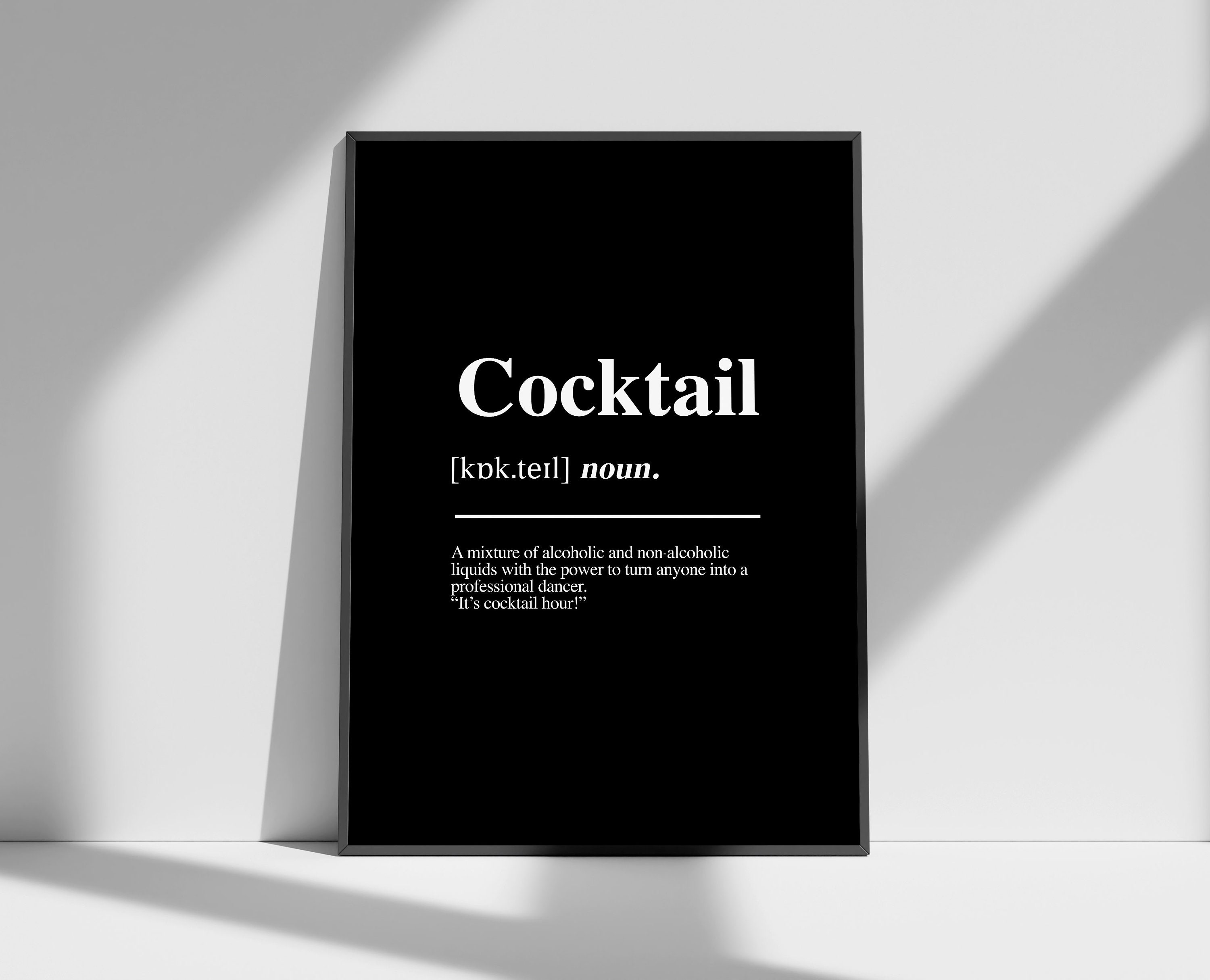 Cocktail Definition Digital Download Print X2 Black & White Etsy