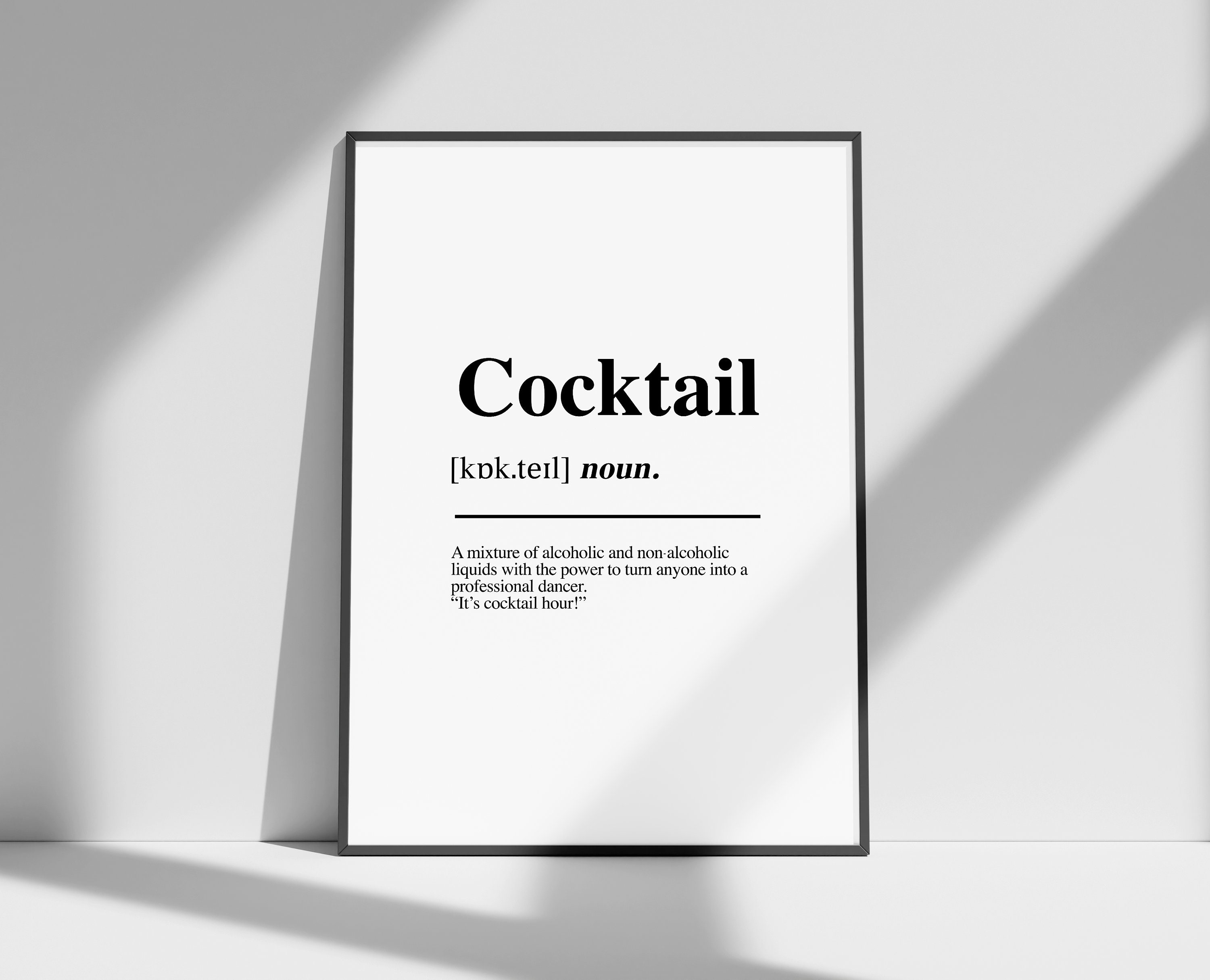 Cocktail Definition Digital Download Print X2 Black & White Etsy