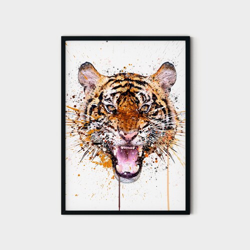 Tiger Watercolor Painting Wall Print Animal Wall Art Etsy