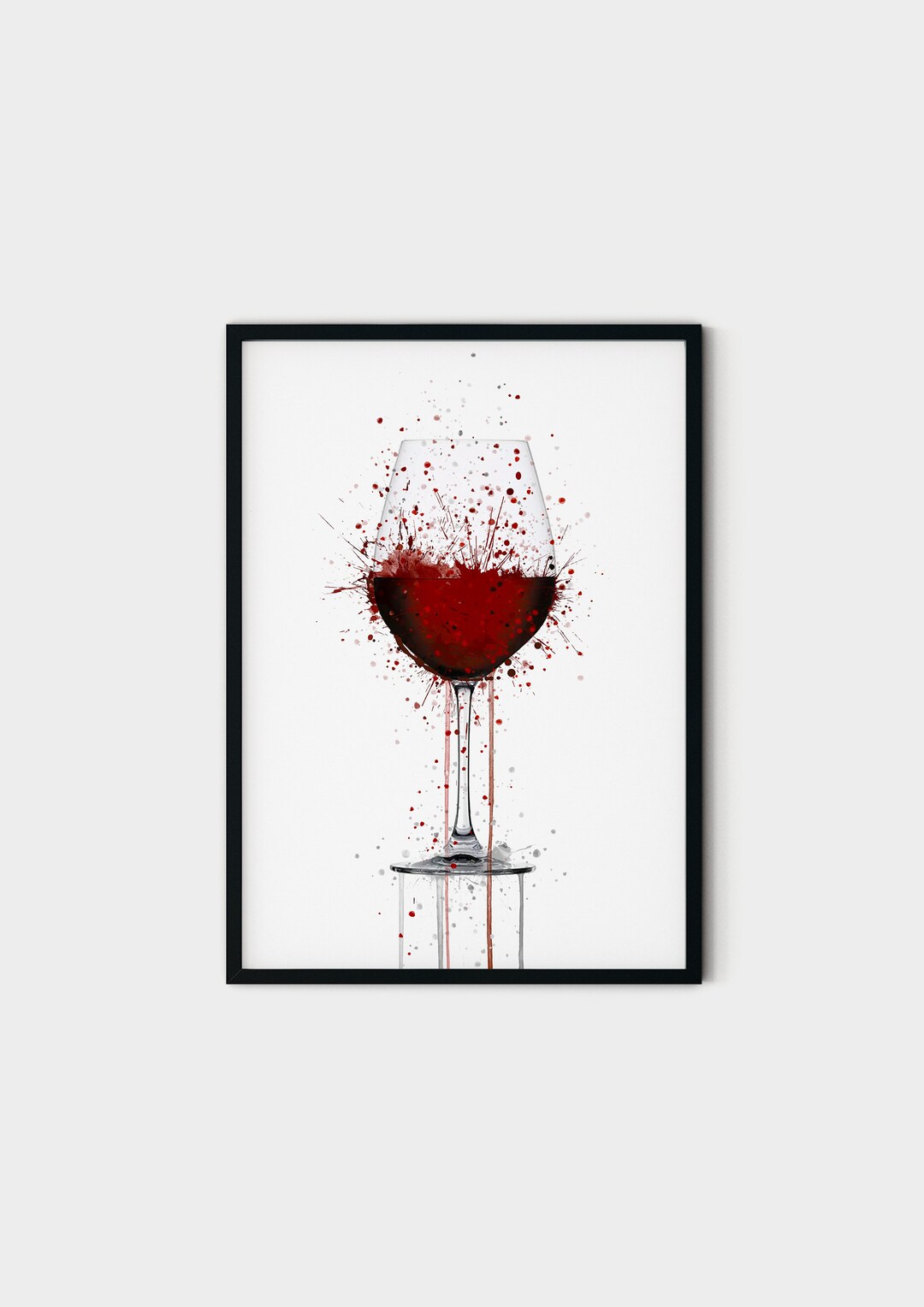 Red Wine Glass Wall Art Print Etsy