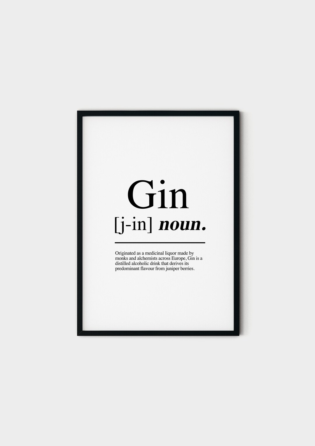 Gin Definition Wall Art Print Etsy