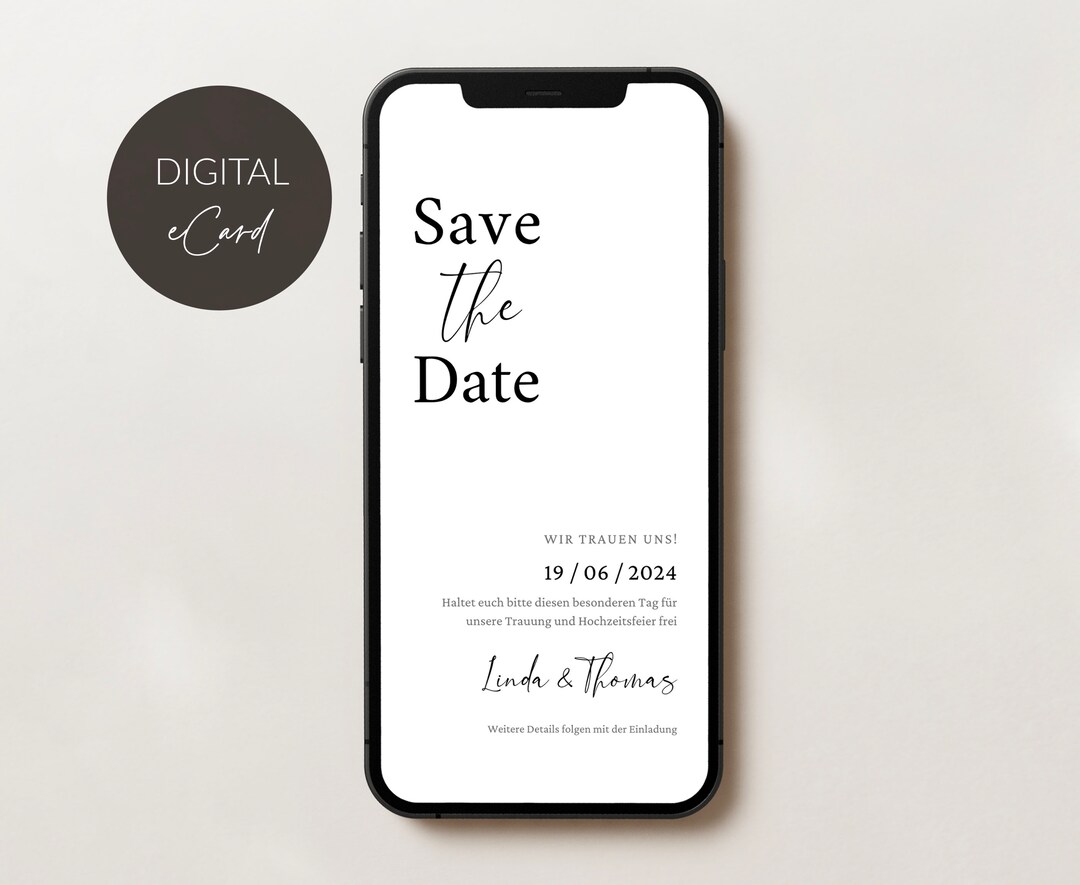 Minimalist Save the Date Ecard, Digital Card, Wedding Invitation