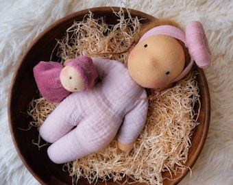 Handmade soft cuddle pocket doll, waldorf doll, first doll, ready to ship gifts. Christmas holiday gifts