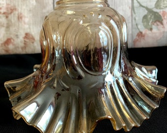 Small Glass Shade with Ornate Motifs Iridescent hand blown Glass Pendant Chandelier Shade Victorian Lamp Replacement Globe Small Glass Shade with Ornate Motifs Iridescent hand blown Glass Pendant Chandelier Shade Victorian Lamp Replacement Globe