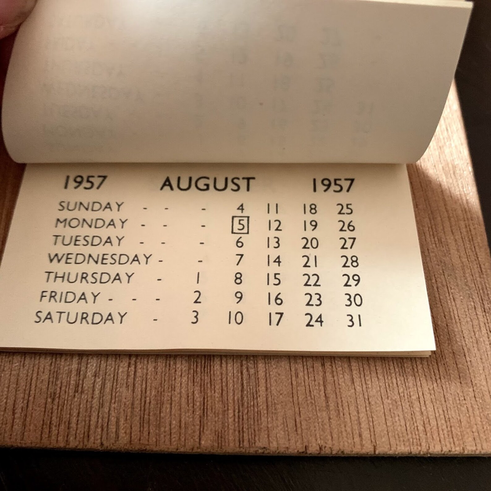 Vintage 1957 Wooden Calendar Tear Off Calendar With Pencil Etsy