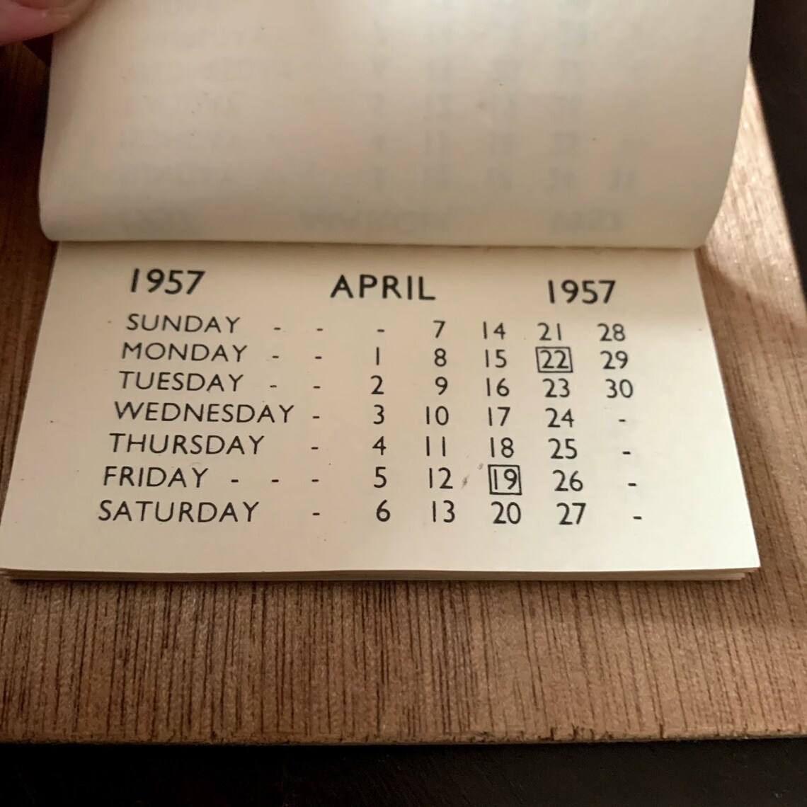 Vintage 1957 Wooden Calendar Tear Off Calendar With Pencil Etsy