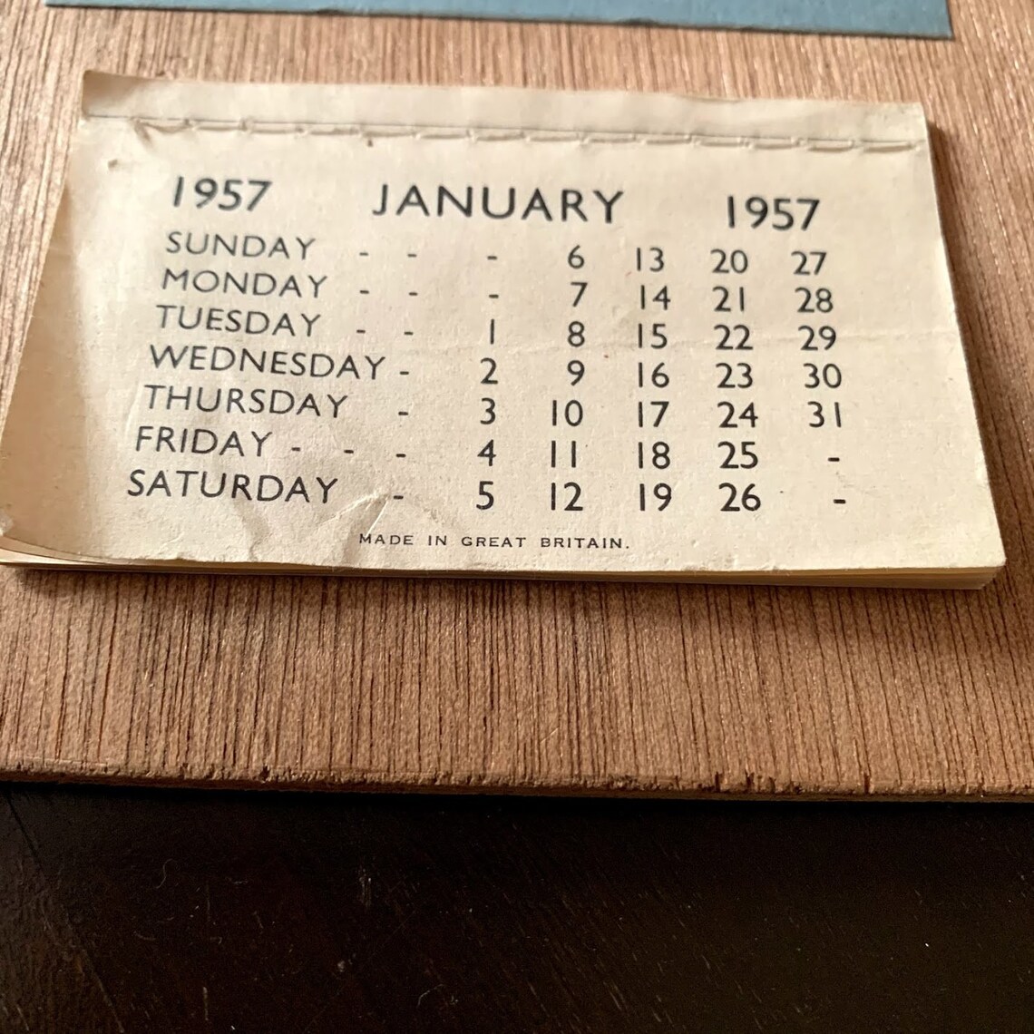 Vintage 1957 Wooden Calendar Tear Off Calendar With Pencil Etsy