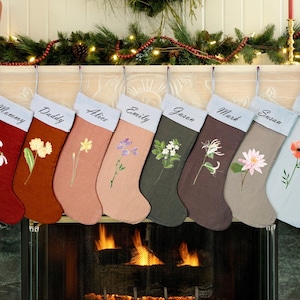 Birth Flower Christmas Stockings Personalized - Birth Month Flower Stockings - Personalized Christmas Stockings, Family Christmas Decoration