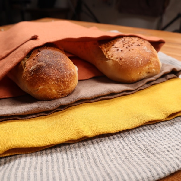 LINEN Bread BAG in 41 Colors 100% Linen Bread Bag Set Reusable Food Storage Linen Origami Bag Custom Bread Bag Personalized Gift Made in USA