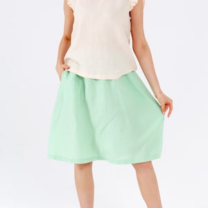 LINEN MIDI SKIRT with Hidden Pockets, Elastic waist linen skirt, Linen Skirt for Women, 100% Natural Linen, Christmas Gift for Her