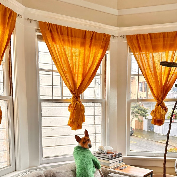 Rideaux en lin avec passe-tringle sur mesure avec 41 options de couleurs rideau 100 % lin - rideaux de chambre à coucher ferme, cadeau de fête des mères pour elle