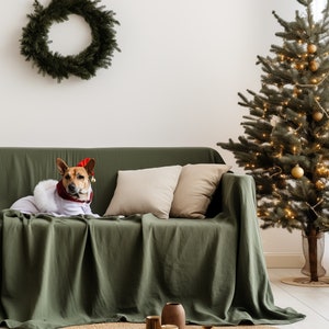 Mom Christmas Gift Linen Couch Cover for Mom - Upgrade Your Living Room Decor - Extra Large Linen Couch Cover - Mothers Day Gift for Her