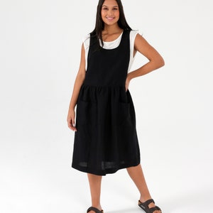 Linen Pinafore Dress, Midi Length Versatile Dress for Maternity, Gardening, Pottery, Painting, and Baking, Christmas Gift for Her