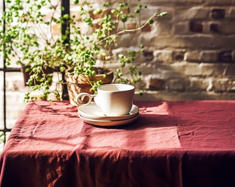 CUSTOM Linen Tablecloth for Wedding -Luxury Linen Tablecloth for Anniversary - Elegant Tablecloth for Dinning -Natural Decor for Home beauty