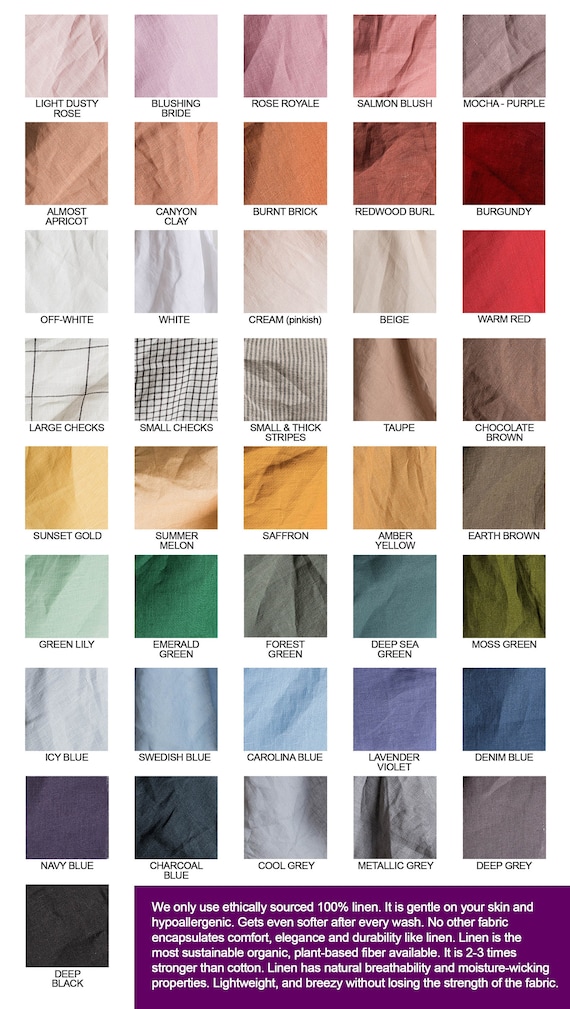 Linen Color Swatches - 41 Colors - Mothers Day Gift for Her