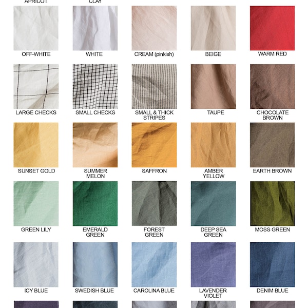 Linen Color Swatches - 41 Colors - Mothers Day Gift for Her