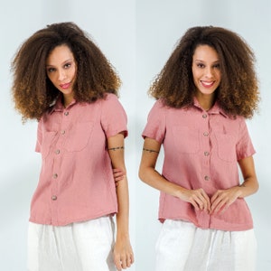 Linen Collar Shirt | Christmas Gift | Linen Shirt | Collar Shirt | White Linen Top | Summer Shirt | Mothers Day Gift for Her