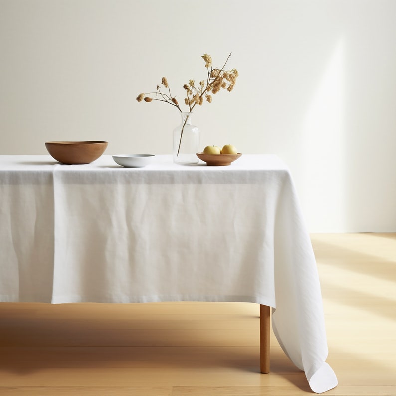 Linen Tablecloth in 41 Color Options Natural Linen Rectangle Table Cloth for Kitchen Elegant Handmade Tablecloth for Your Dining Room image 8