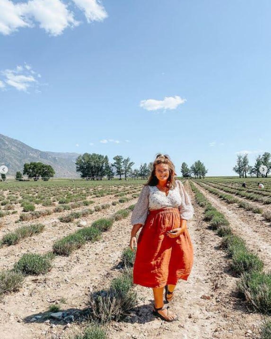 Saia midi de linho macio para mulheres com bolsos ocultos, saia de