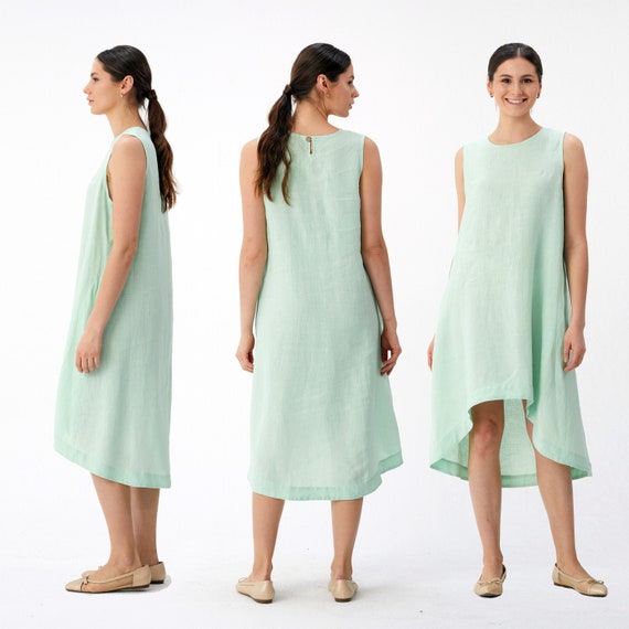 Linen Tunic Dress With Pockets Linen Summer Dress - Etsy