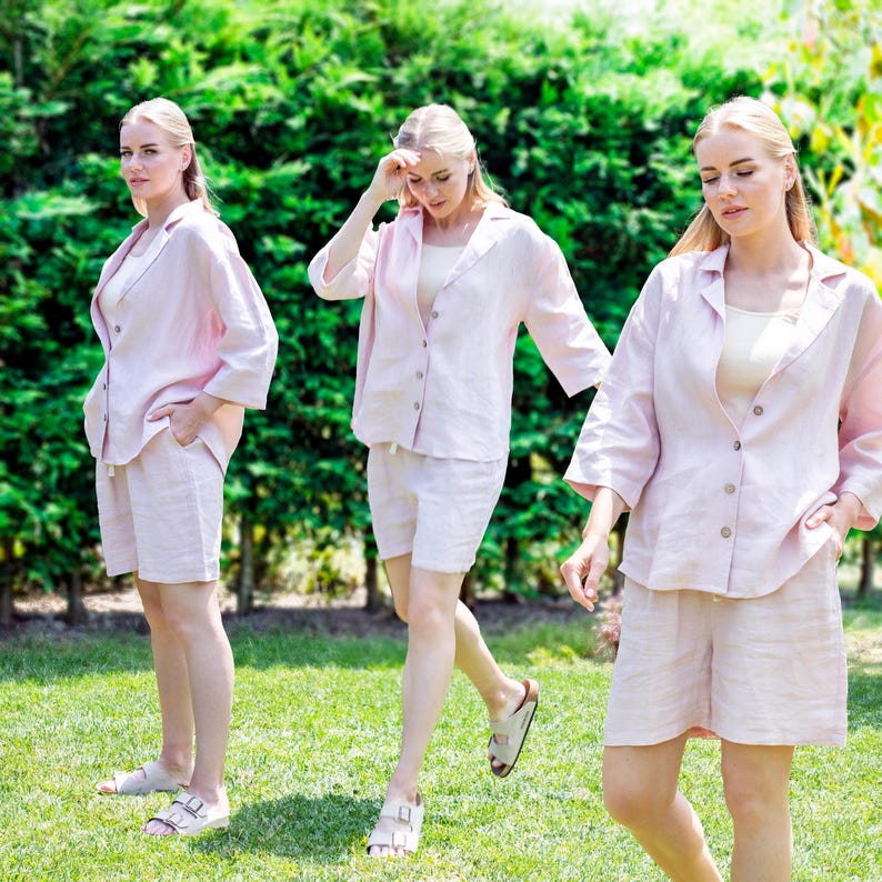 Organic Linen Pajama Set: Handmade European Lounge Sleepwear, Mothers Day Gift for Her image 6