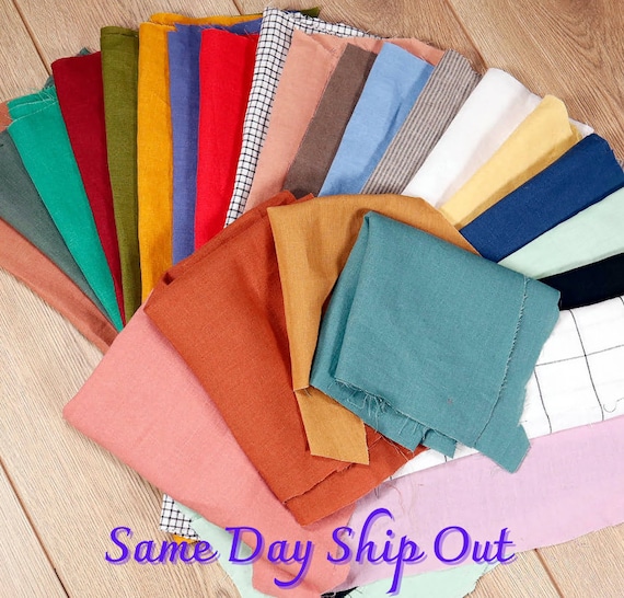 Linen Fabric Scraps – 2.2 Lbs, Washed Linen Remnants for Quilting | Christmas Gift for Her