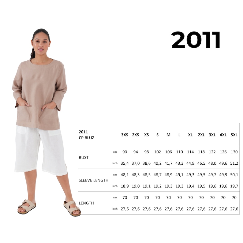 MAMA Linen Tunic with POCKETS and Long Sleeves, Plain Linen Blouse in Taupe color, 100% Natural Linen Mothers Day Gift for Her image 10