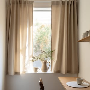 PURE Linen Cafe Curtain 100% Natural European Linen Modern Home Decor Custom sizes Curtain 41 COLOR Option image 3