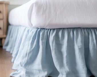 Luxurious Linen Bed Skirt Ruffled - Natural Organic European 100% Flax Bed Skirt | Mothers Day Gift for Her - Tailored Linen Bed Skirt